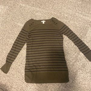 Motherhood maternity long sleeve dark green and navy with button detail.